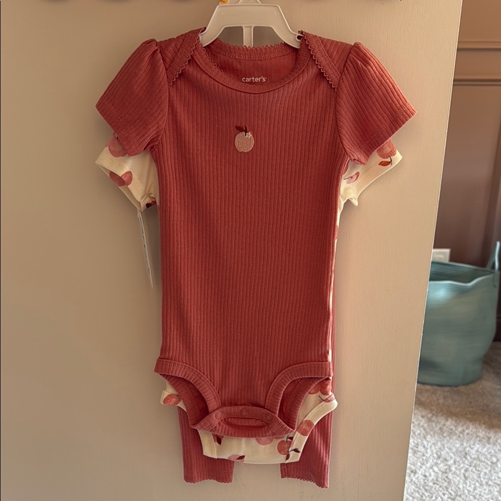 Carter's Red Apple Embroidered Bodysuit Set